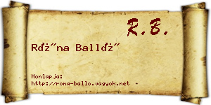 Róna Balló névjegykártya